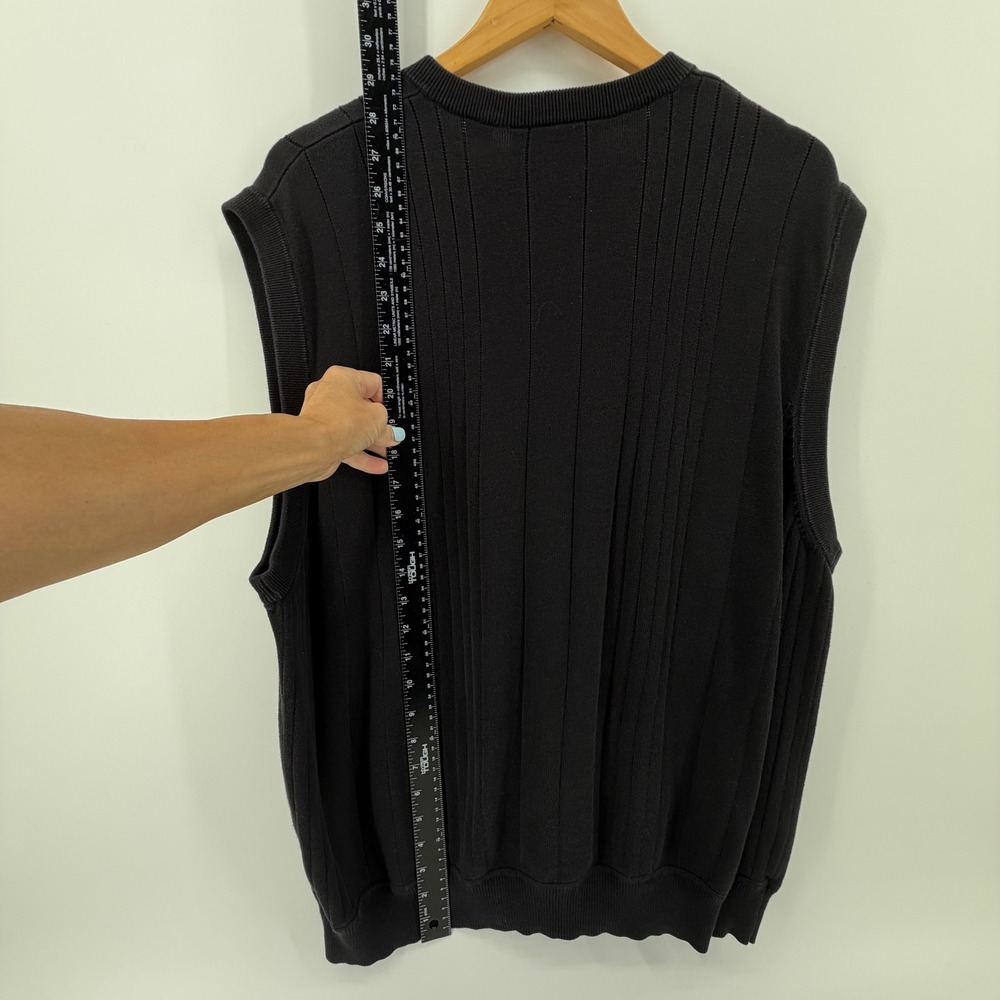Greg Norman Mens V Neck Ribbed Knit Sweater‎ Vest Black Size L Golf Casual Black - Picture 4 of 10